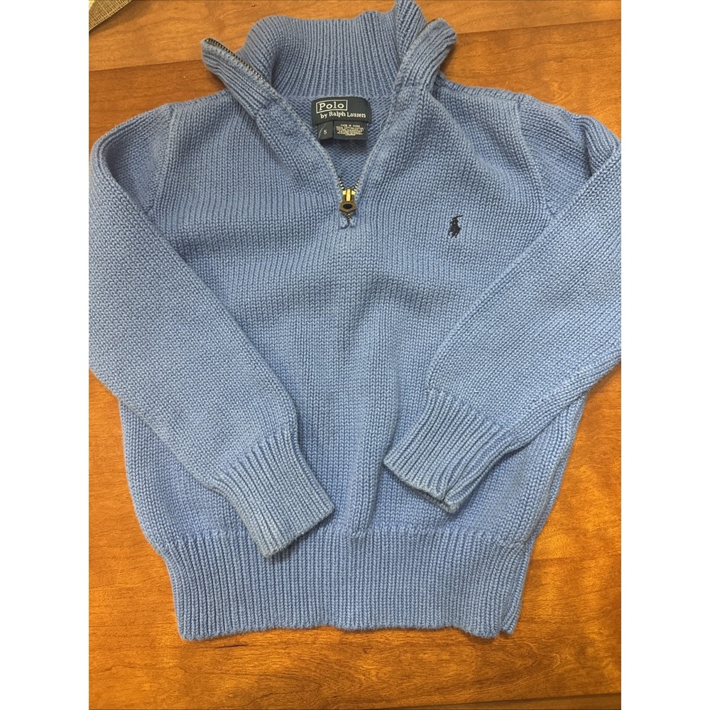Blue Polo Ralph Lauren Boys' Cotton‎ Interlock Quarter-Zip Pullover Size 5